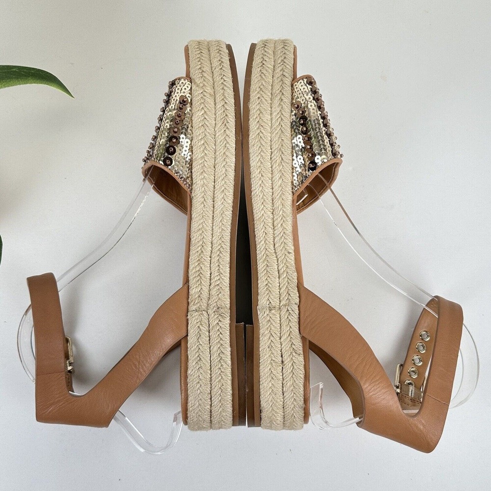 Vince Camuto Kathalia Flatform Sandal Gold Copper Sequin Espadrille Shoe Size 10 - Picture 6 of 9